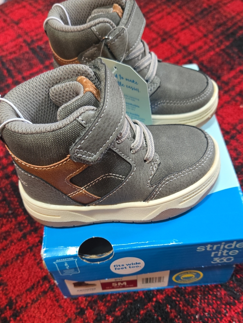 Stride Rite Gray and Brown High-Top Kids' Sneakers